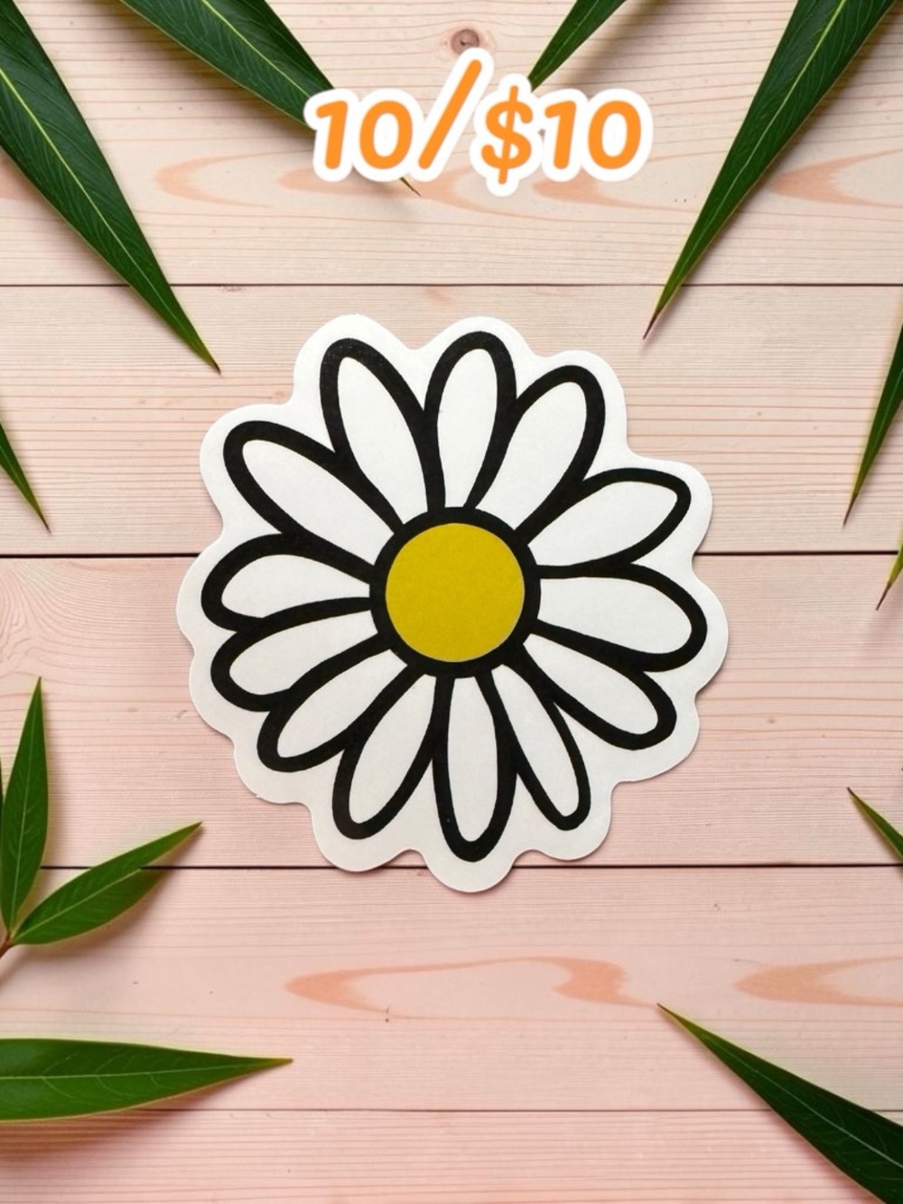 10 / $10 Daisy Flower Sticker – Retro Floral Decal